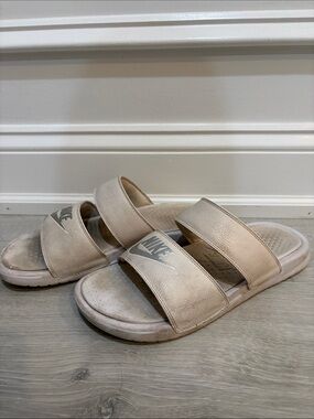 Nike Double-Strap Slides with Silver Logo